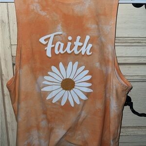 No Boundaries Orange Tie-Dye Tank Top with Daisy Print